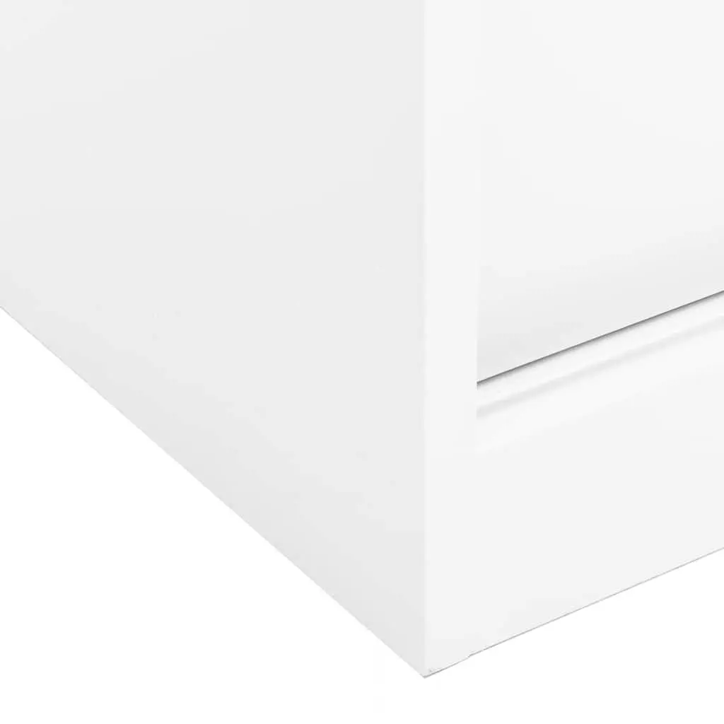 Storage Cabinet White Steel 90x40x90cm Lockable Shelves Sliding Door