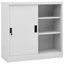 Practical Light Grey Storage Cabinet for Home Office Use