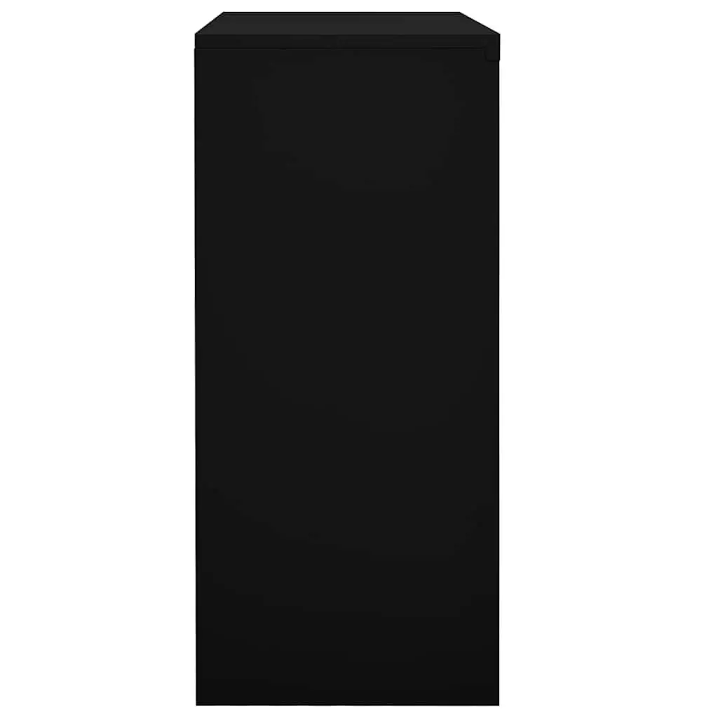 Sliding Door Office Storage Cabinet Black Steel 90cm x 40cm x 90cm with Adjustable Shelves and Lock for Organizing Workspace