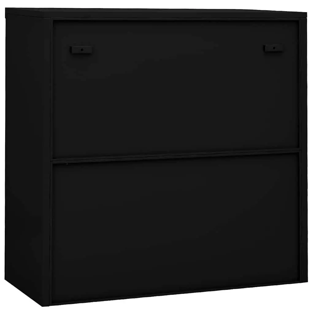 Sliding Door Office Storage Cabinet Black Steel 90cm x 40cm x 90cm with Adjustable Shelves and Lock for Organizing Workspace