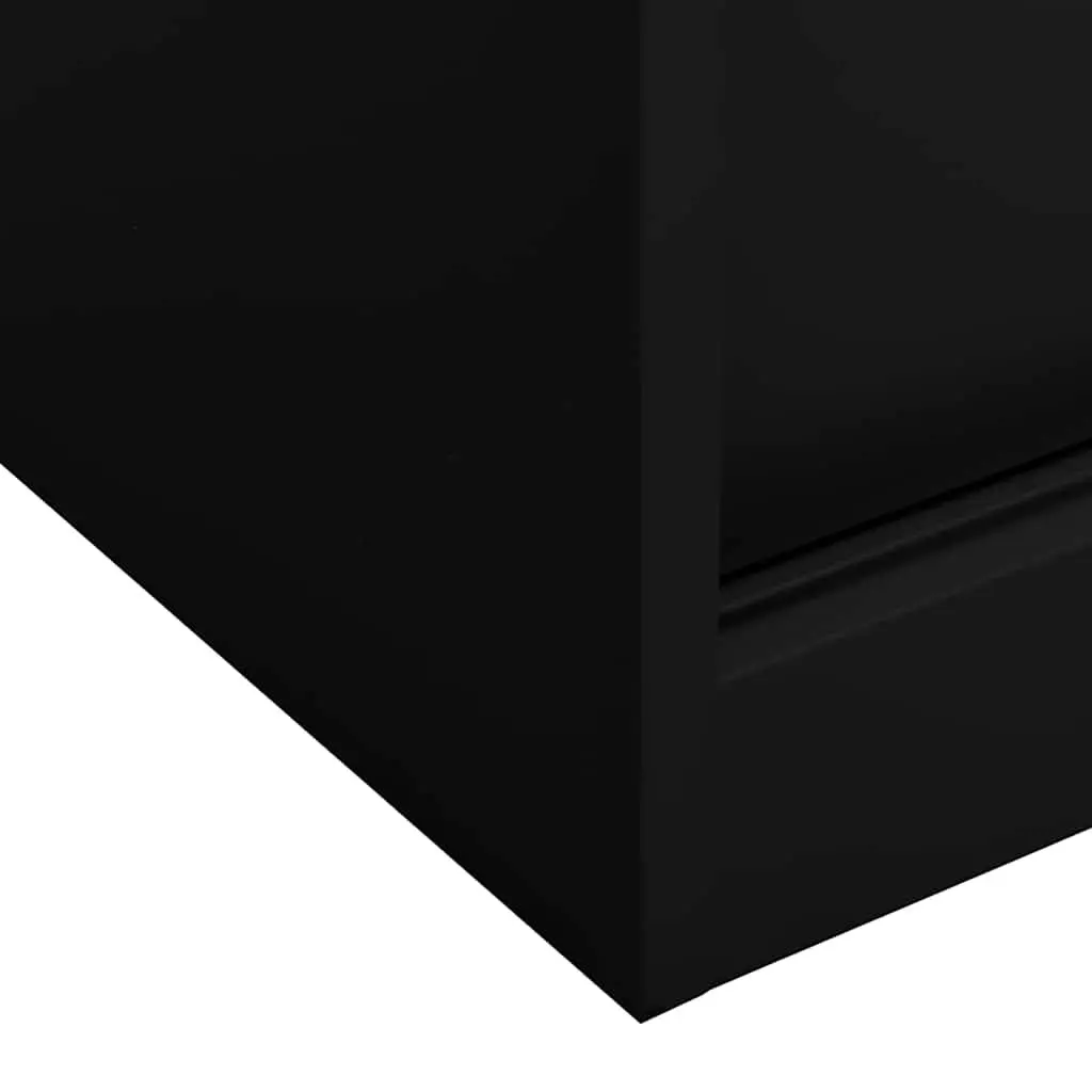 Sliding Door Office Storage Cabinet Black Steel 90cm x 40cm x 90cm with Adjustable Shelves and Lock for Organizing Workspace