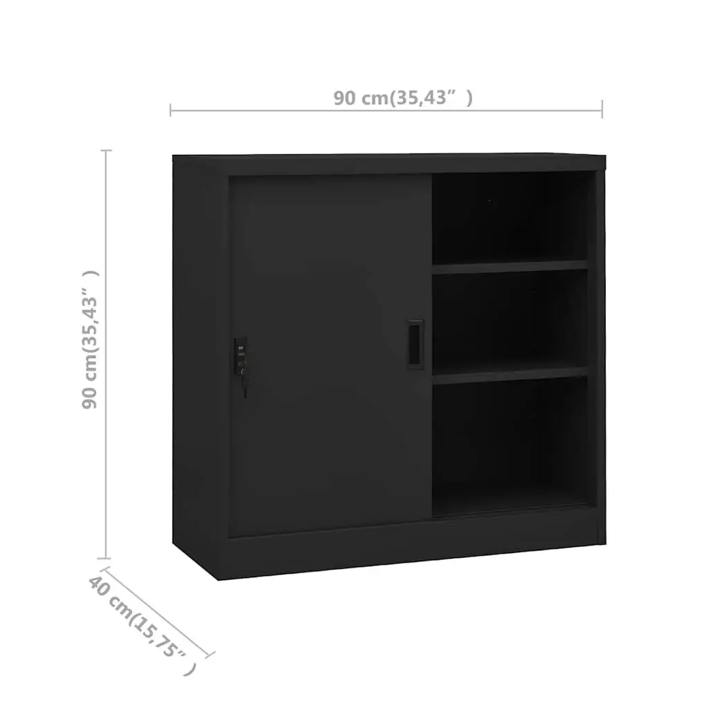 Office Storage Cabinet Sliding Door Anthracite Adjustable Shelves Filing Lockers