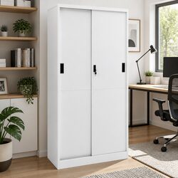 Practical Office Storage Cabinet with Sliding Doors 90x40x180cm