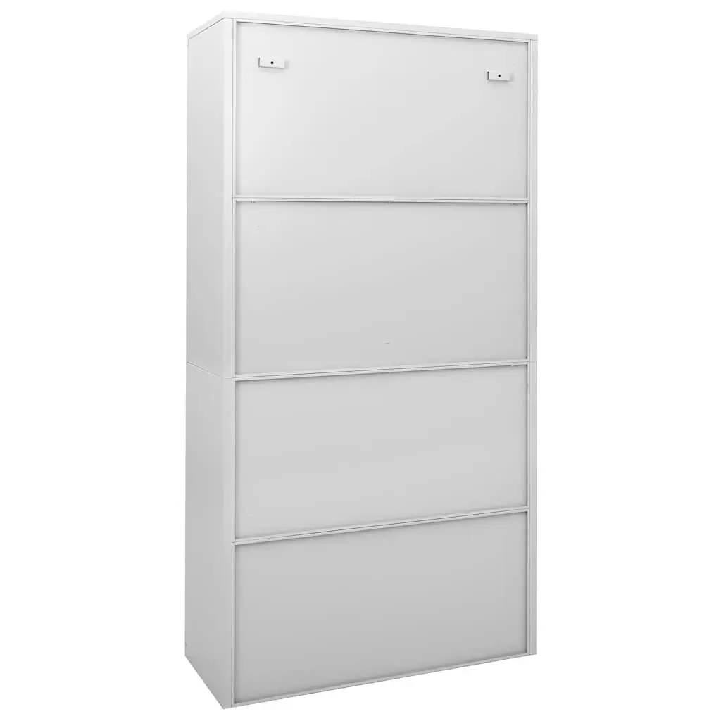 Office Storage Cabinet Steel Sliding Door Light Grey 90x40x180cm