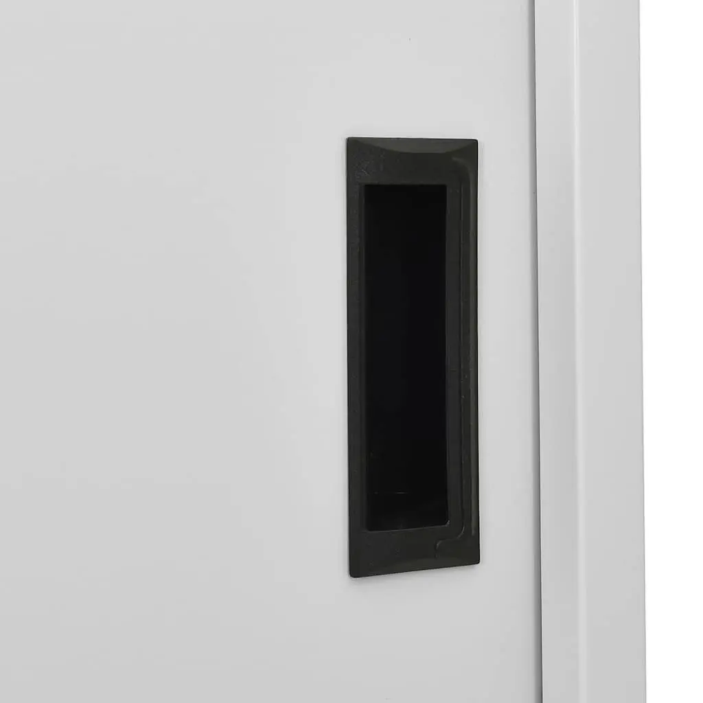 Office Storage Cabinet Steel Sliding Door Light Grey 90x40x180cm
