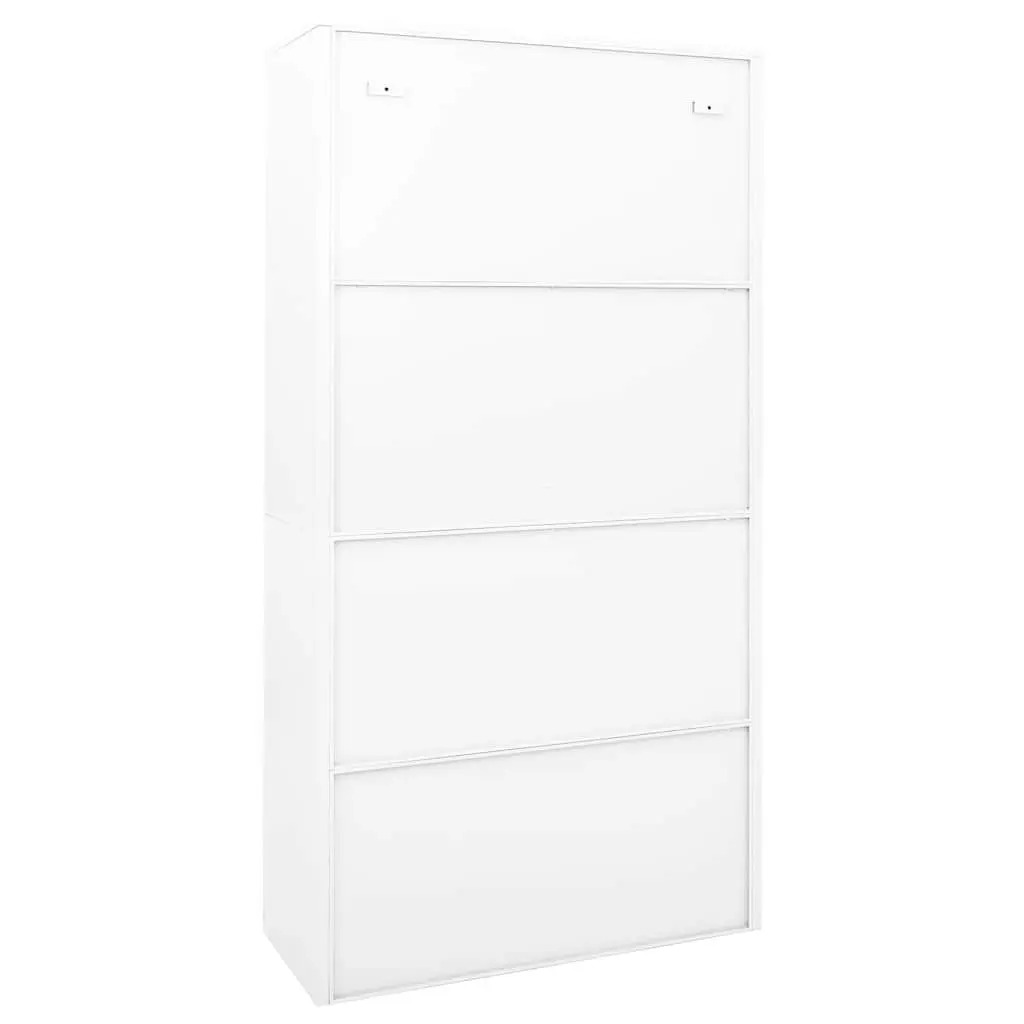 Office Storage Cabinet Steel Sliding Door 90x40x180cm White Adjustable Shelves