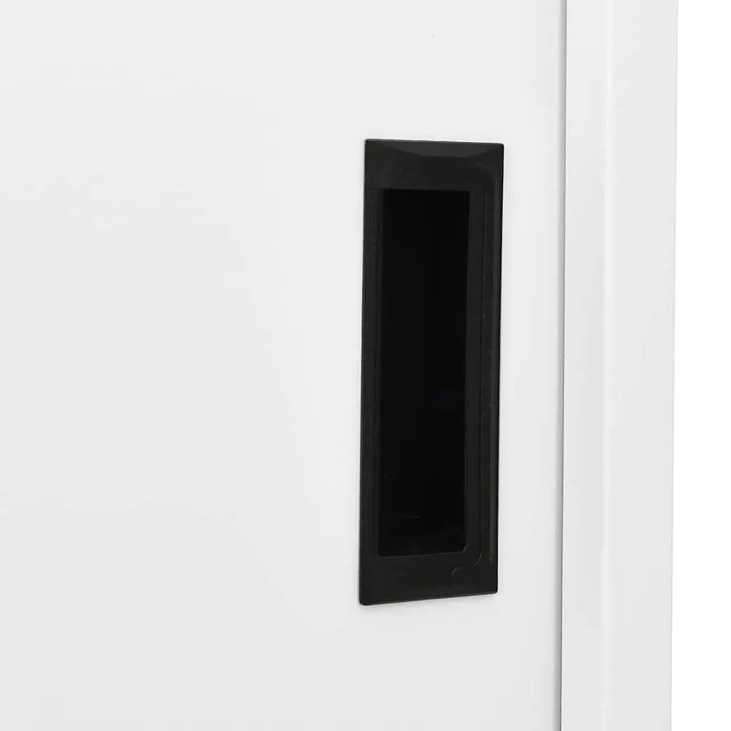 Office Storage Cabinet Steel Sliding Door 90x40x180cm White Adjustable Shelves
