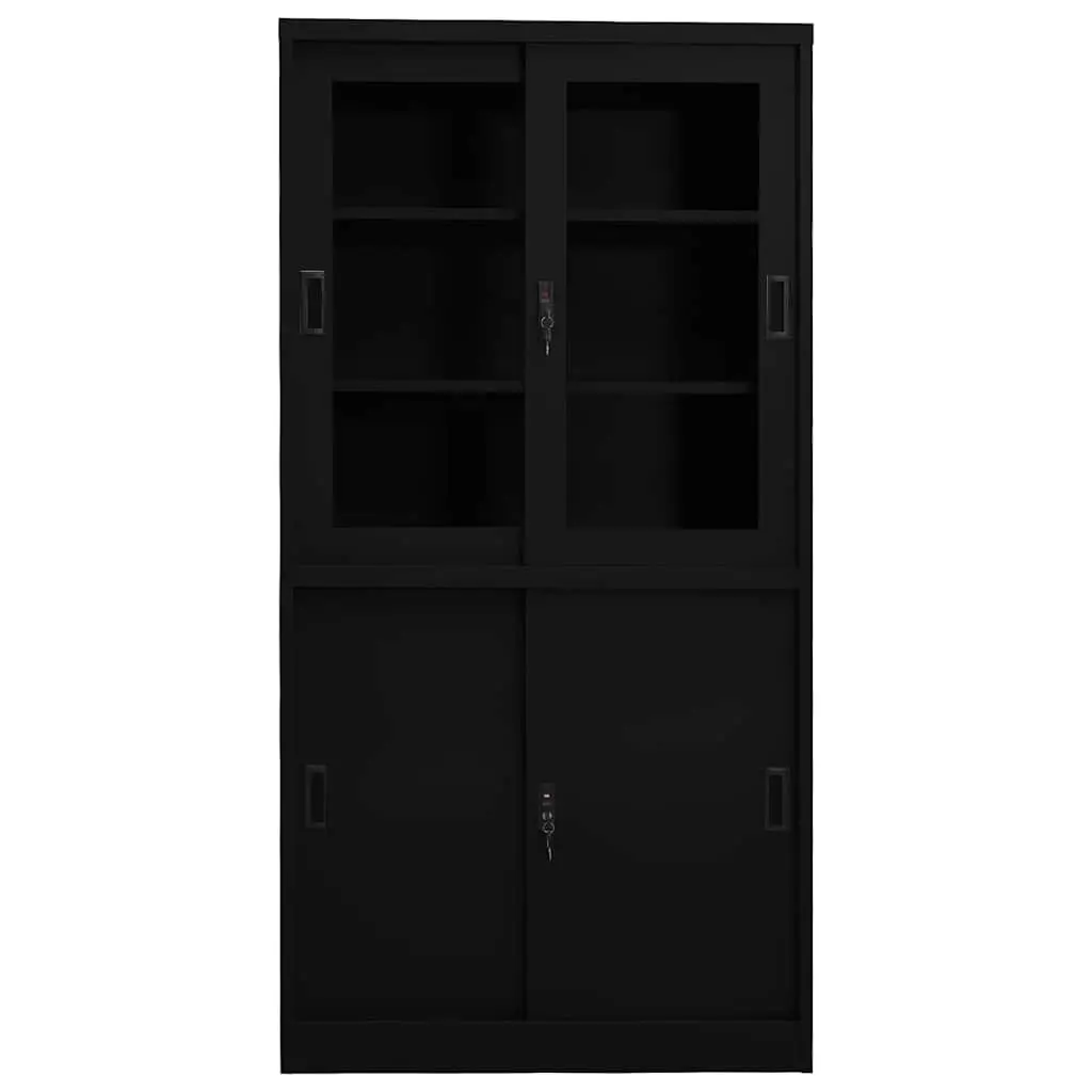 Black Steel Storage Cabinet for Home Office Use
