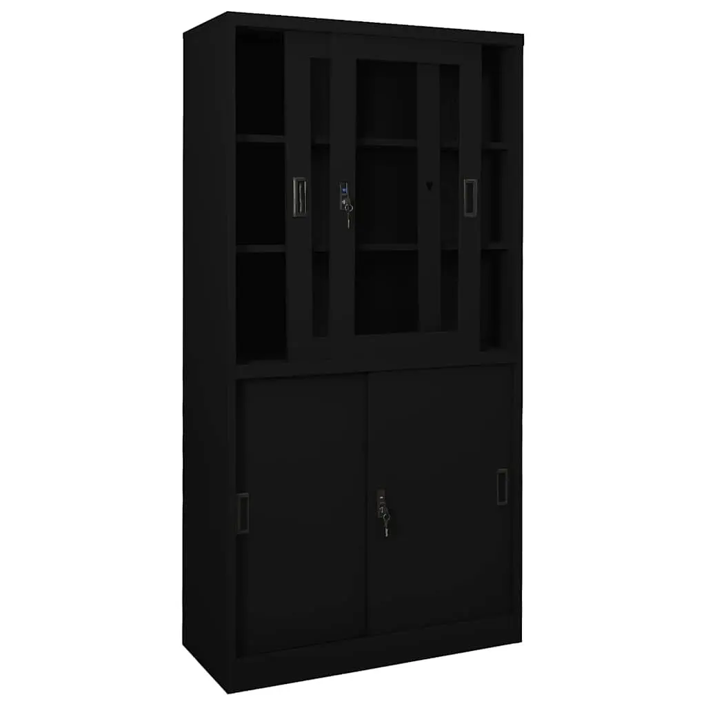 Black Steel Storage Cabinet for Home Office Use