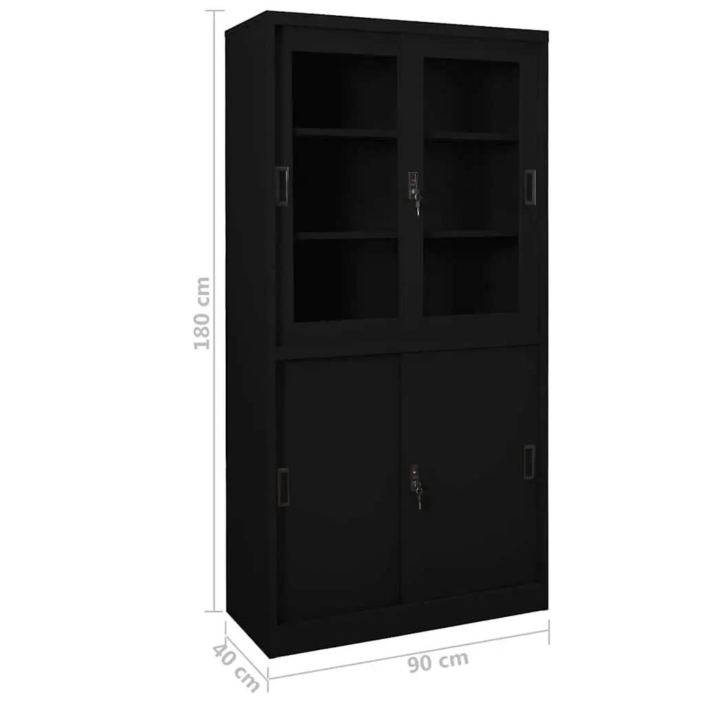 Black Steel Storage Cabinet for Home Office Use