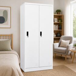 Practical White Steel Cupboard for Everyday Storage Needs