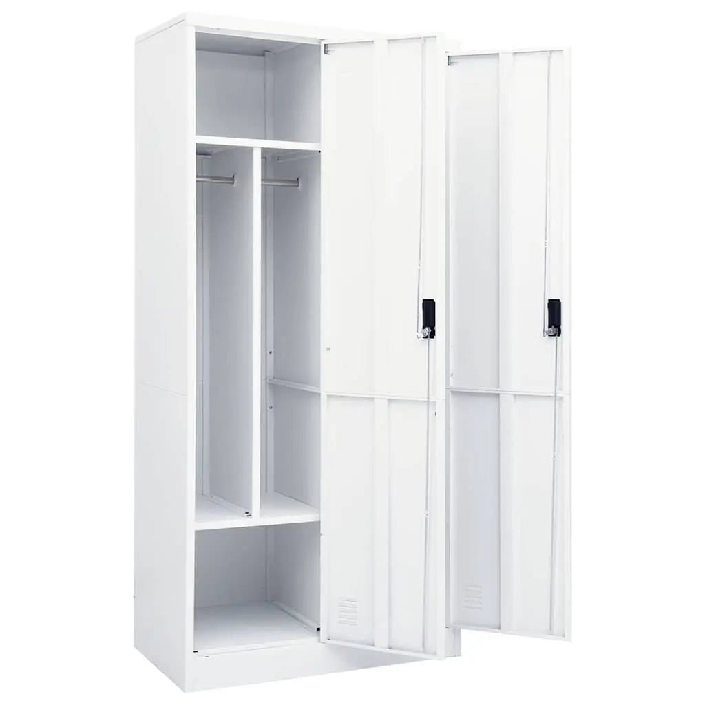 Steel Wardrobe Cabinet White Storage Cupboard 2 Shelves 80x50x180 cm