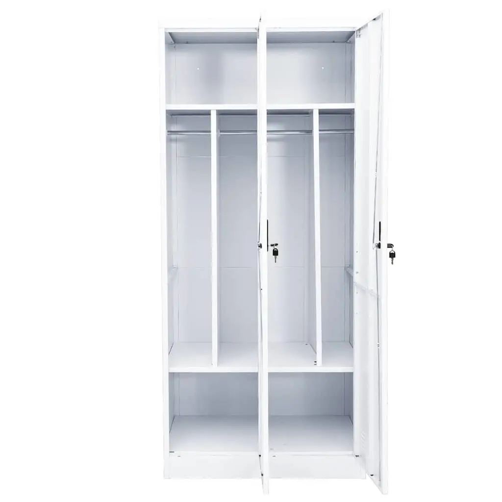 Steel Wardrobe Cabinet White Storage Cupboard 2 Shelves 80x50x180 cm