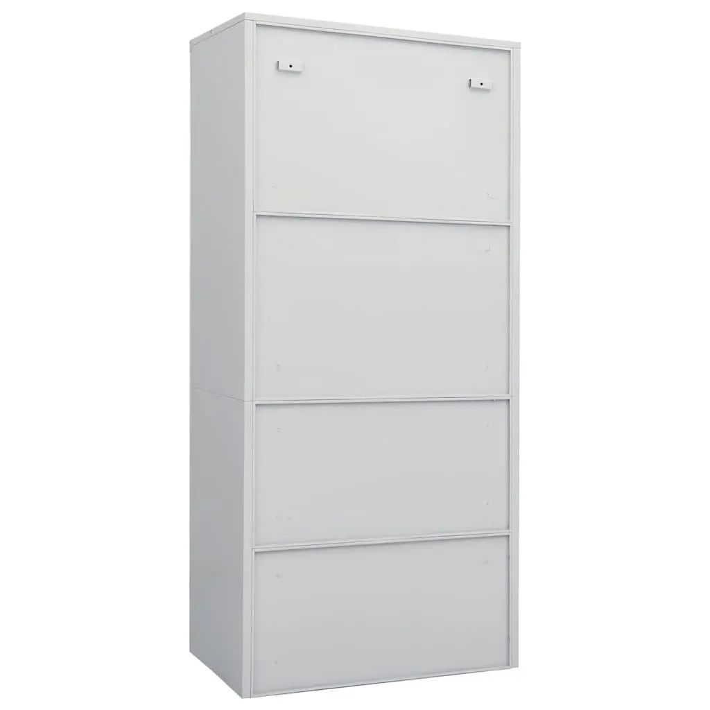 Steel Wardrobe Cabinet Grey Large Clothing Organizer with 2 Shelves