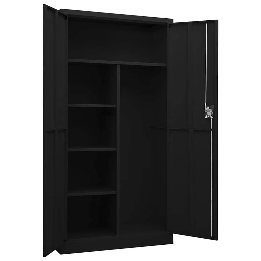 Steel Locker Cabinet Black 4 Shelf Storage Organiser