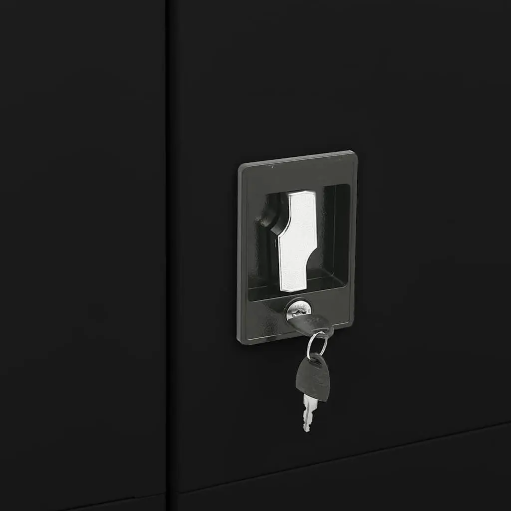Steel Locker Cabinet Black 4 Shelf Storage Organiser