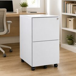 Mobile File Cabinet Grey 2 Drawer Steel Office Storage Filing Organizer