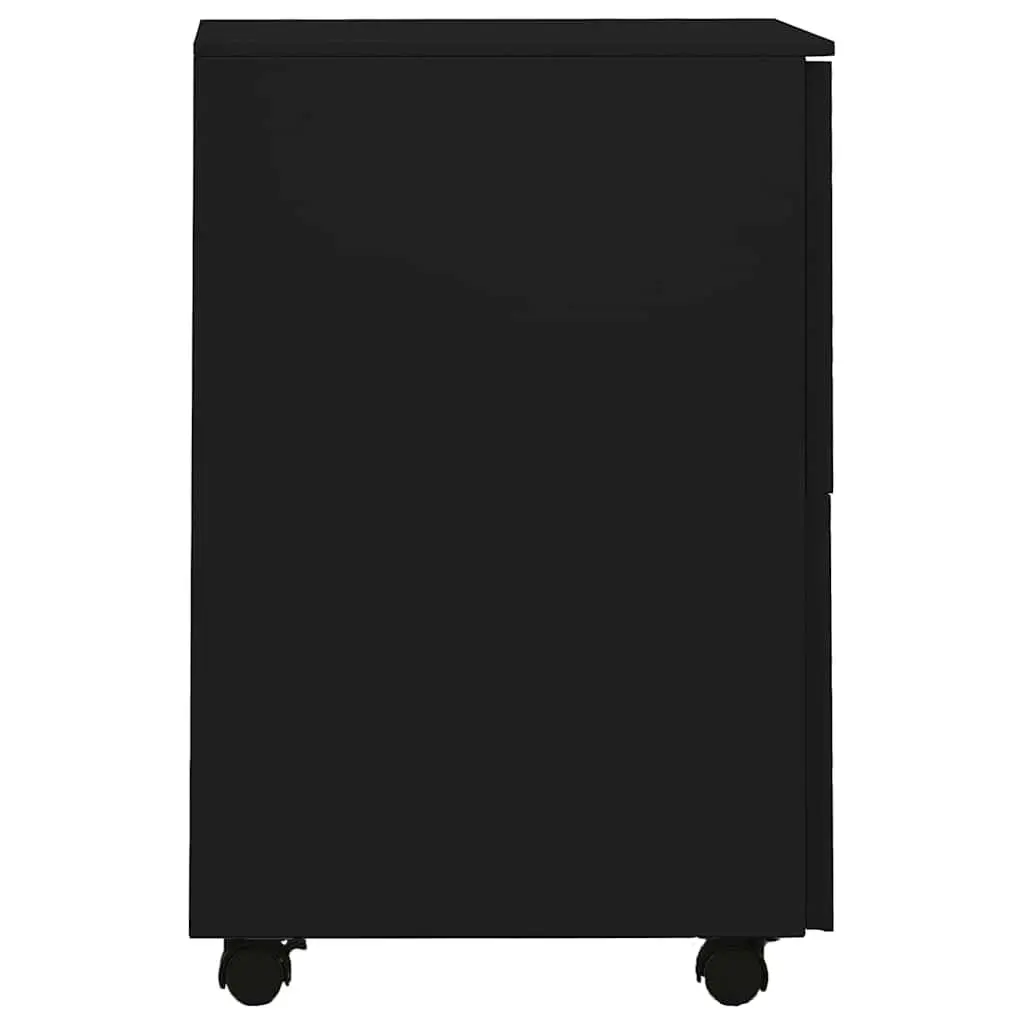 Mobile File Cabinet 2 Drawer Office Filing Storage Black Steel Organiser