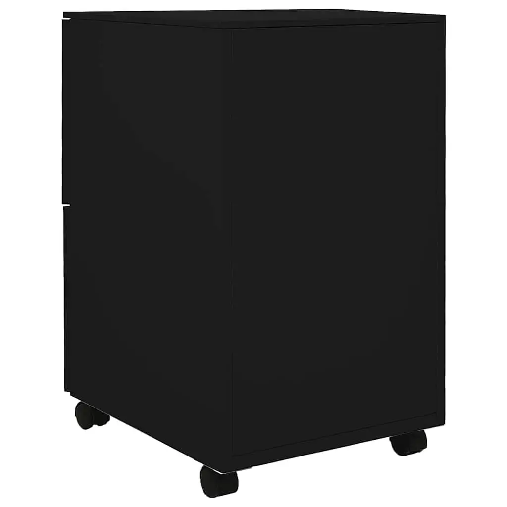 Mobile File Cabinet 2 Drawer Office Filing Storage Black Steel Organiser