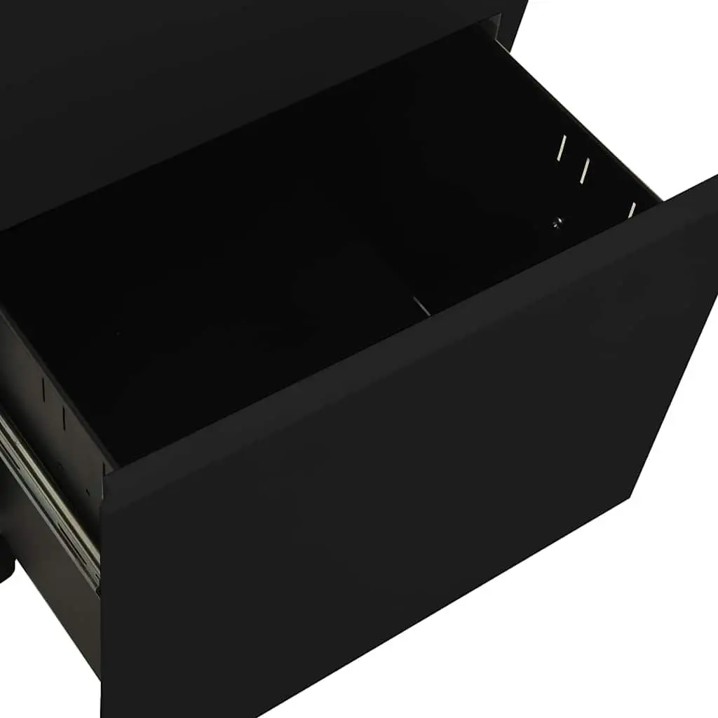 Mobile File Cabinet 2 Drawer Office Filing Storage Black Steel Organiser