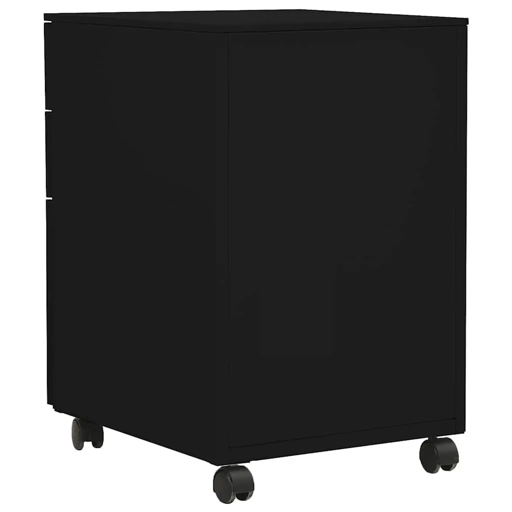 3 Drawer Steel Mobile Filing Cabinet Lockable Black Office Storage with Pencil Tray