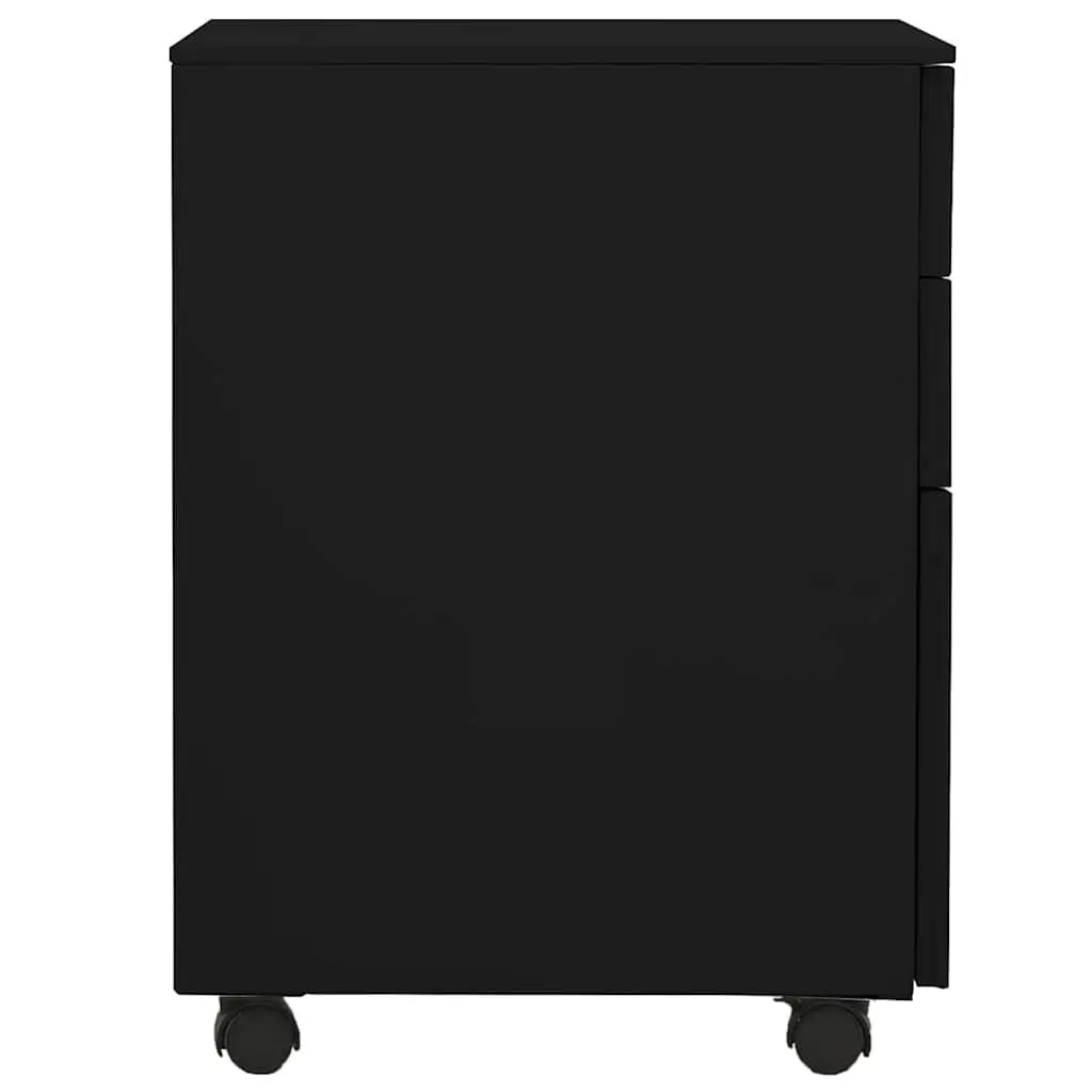 3 Drawer Steel Mobile Filing Cabinet Lockable Black Office Storage with Pencil Tray