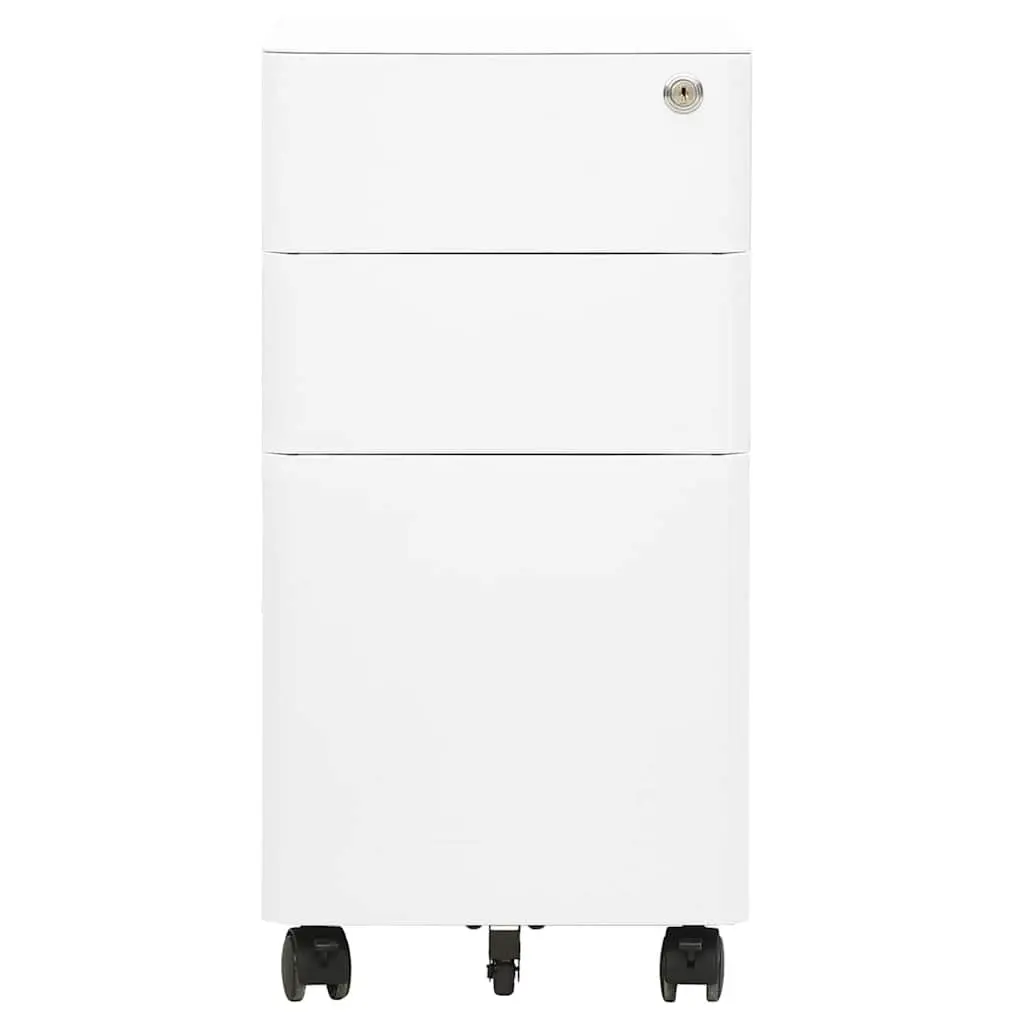 Mobile File Cabinet White Steel Office Storage 3 Drawer Filing Cabinet with Lock