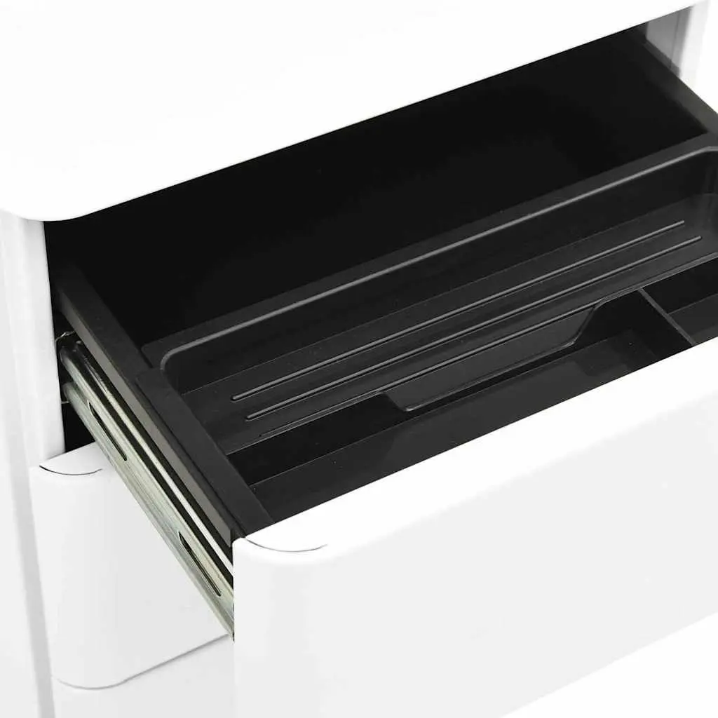 Mobile File Cabinet White Steel Office Storage 3 Drawer Filing Cabinet with Lock
