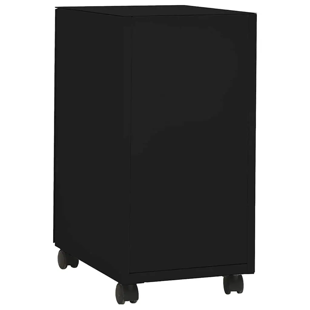3 Drawer Mobile File Cabinet Steel Black Office Storage with Lock and Wheels