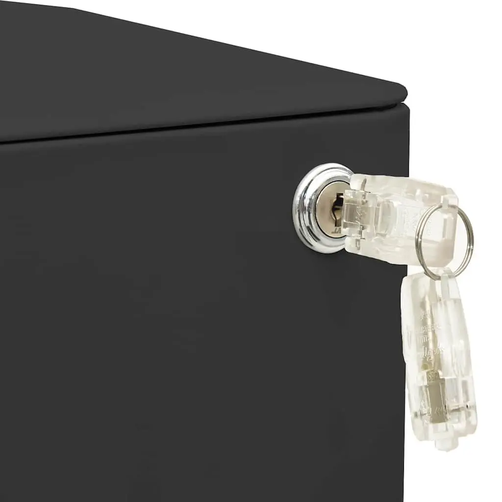 Mobile File Cabinet 3 Drawer Office Storage Steel Anthracite with Lock Pencil