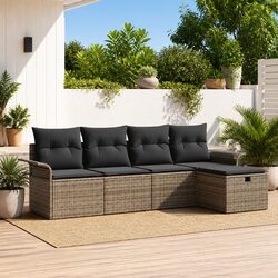 Garden Sofa Set 5 Piece Modular Outdoor Furniture Poly Rattan Patio Lounge