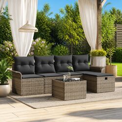 Modular Garden Sofa Set 6 pcs Outdoor Patio Furniture Poly Rattan Seating
