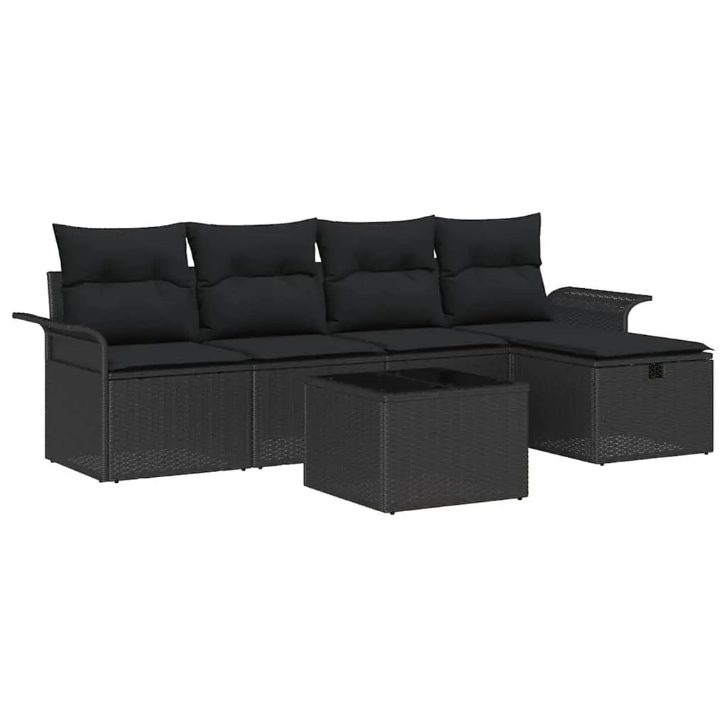 Garden Sofa Set Modular Poly Rattan 6 Piece Beige Outdoor Furniture