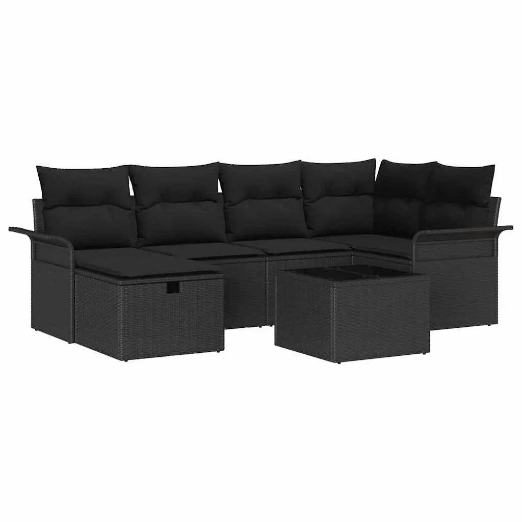 Garden Sofa Set 7 Pieces Outdoor Furniture Poly Rattan Lounge Sectional with
