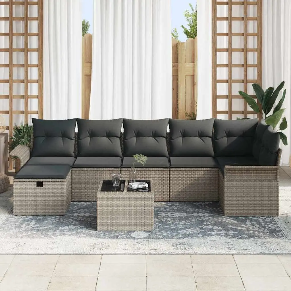 Modular Garden Sofa Set 8 Pieces Outdoor Furniture with Cushions and Storage