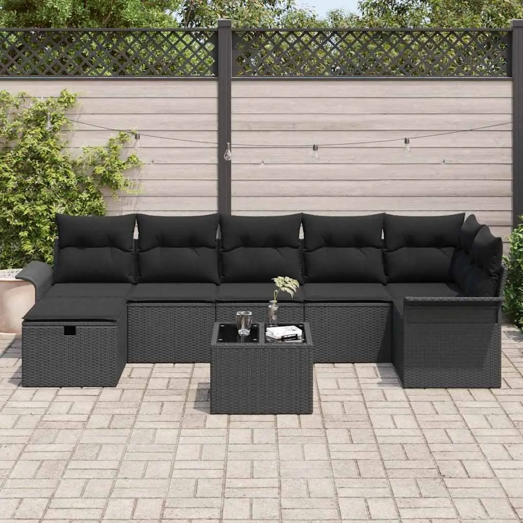 Outdoor Furniture Poly Rattan Modular Sofa Set 8 Pieces Brown with Cushions Flexibly Arranged for Garden or Terrace