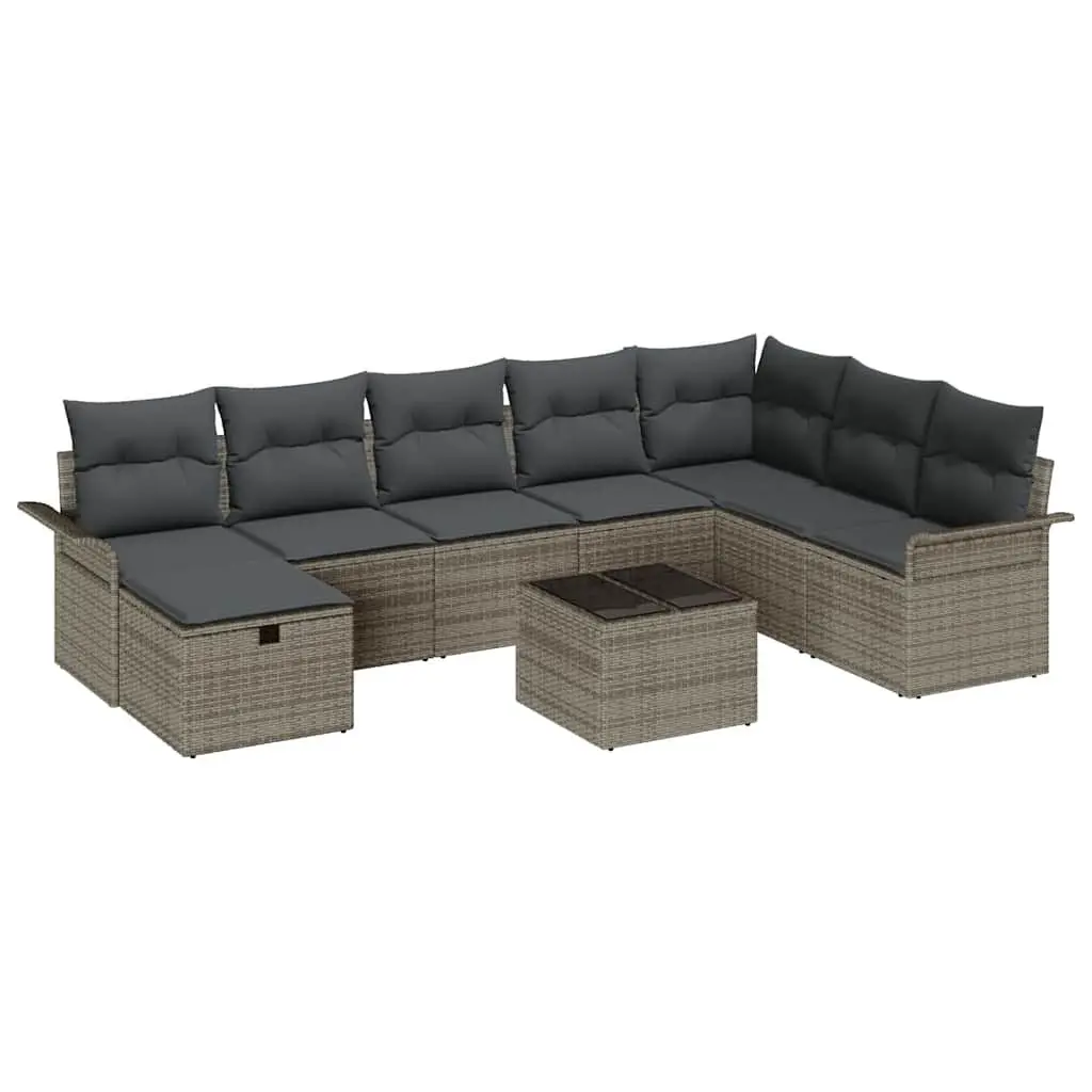 Outdoor Garden Sofa Set 9 Pcs Modular Poly Rattan Patio Furniture Black