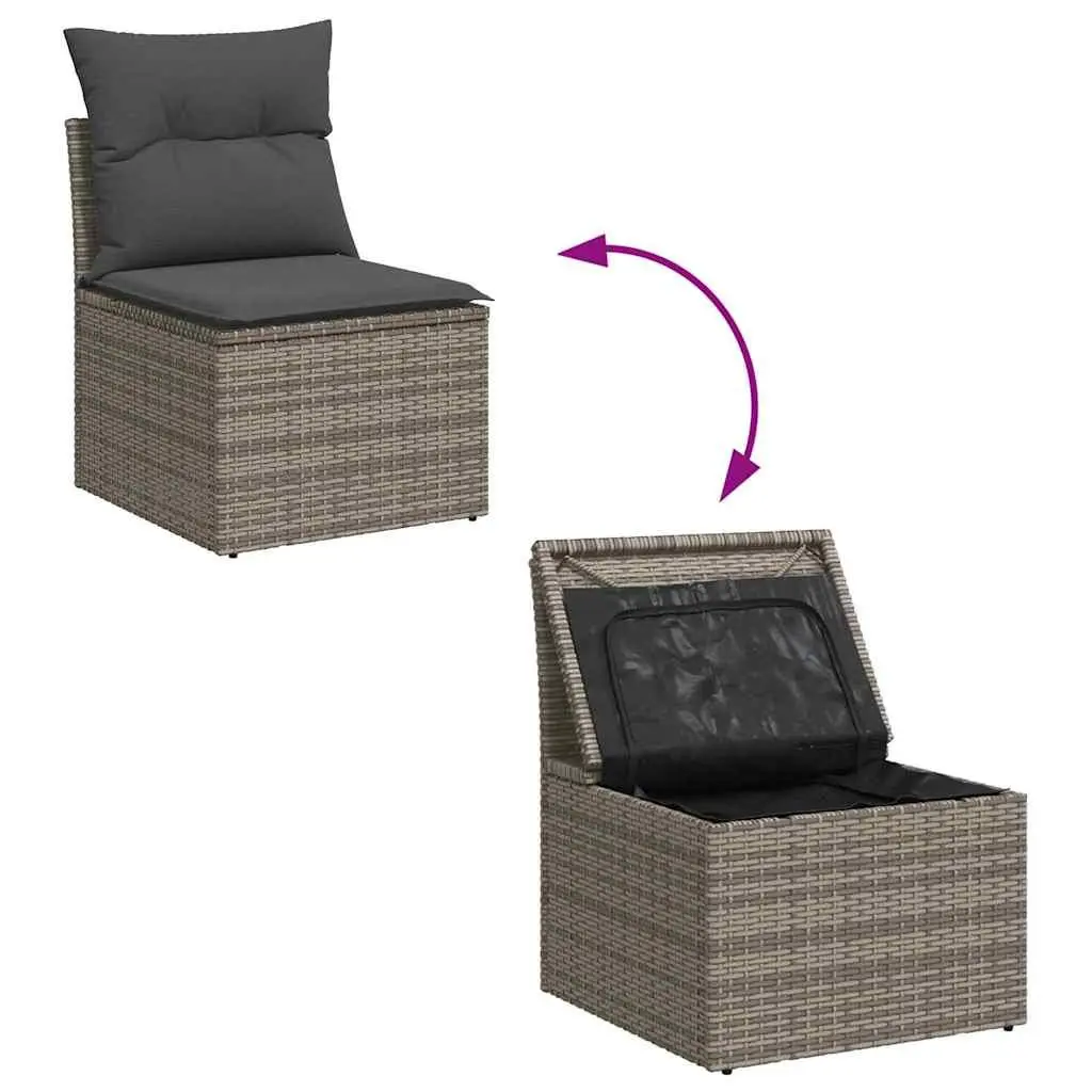 Outdoor Garden Sofa Set 9 Pcs Modular Poly Rattan Patio Furniture Black