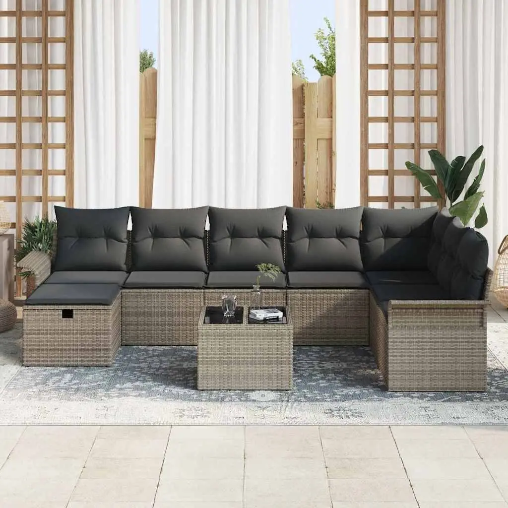 Outdoor Garden Sofa Set 9 Pcs Modular Poly Rattan Patio Furniture Black