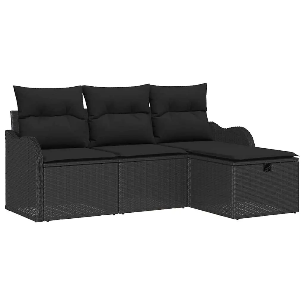 Modular Garden Sofa Set 4 Piece Outdoor Seating Patio Furniture Grey Poly Rattan