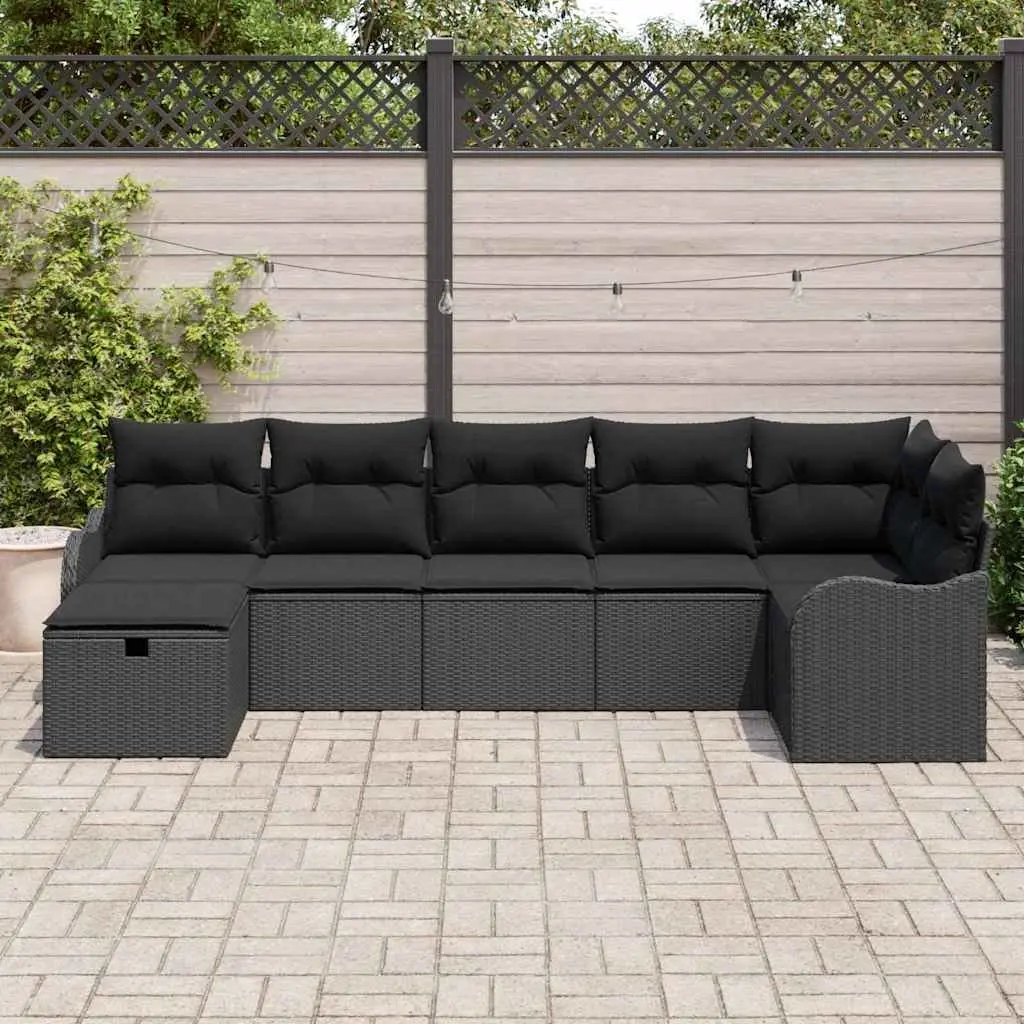 Garden Sofa Set 7 Pieces Modular Outdoor Furniture with Cushions Grey