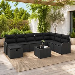 Practical 9-Piece Black Patio Furniture for Outdoor Use