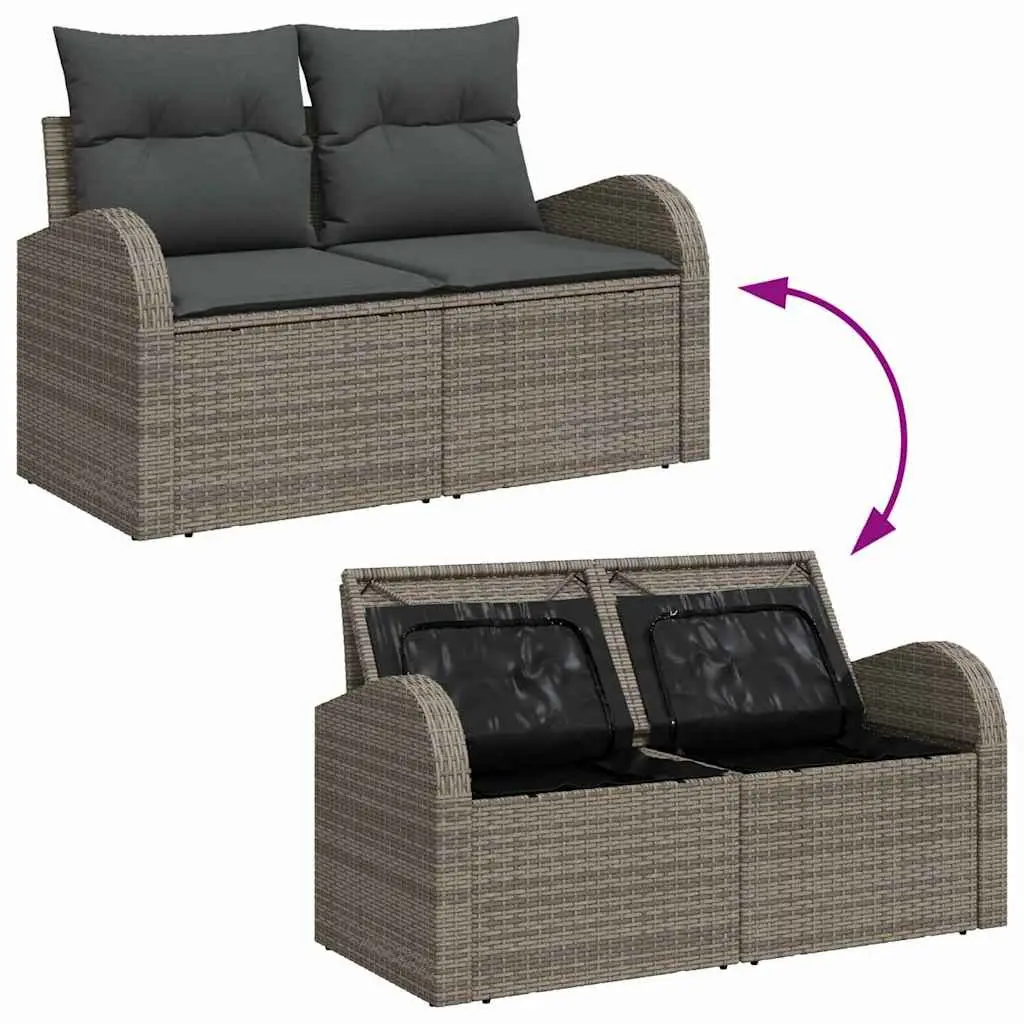 6 Piece Outdoor Modular Sofa Set Grey Poly Rattan Patio Furniture with Flexible Configuration