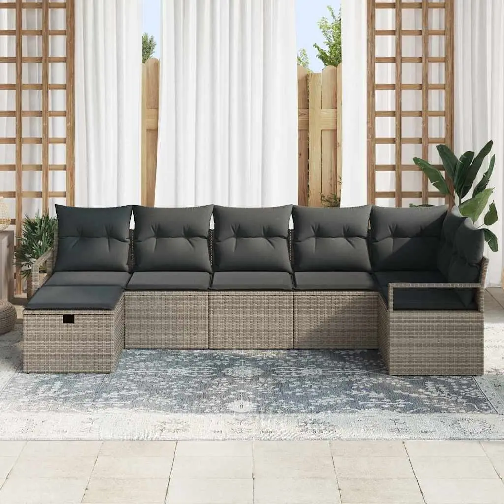 Outdoor Sofa Set Poly Rattan 5 Piece Grey Modular Garden Furniture Patio Lounge Seating