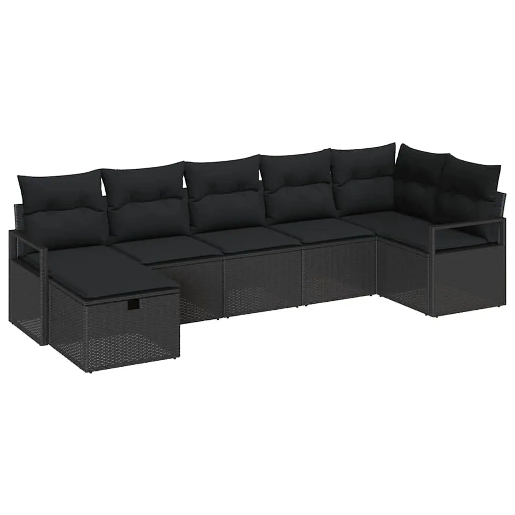 Outdoor Sofa Set 5 Piece Poly Rattan Garden Furniture Black Modular Lounger