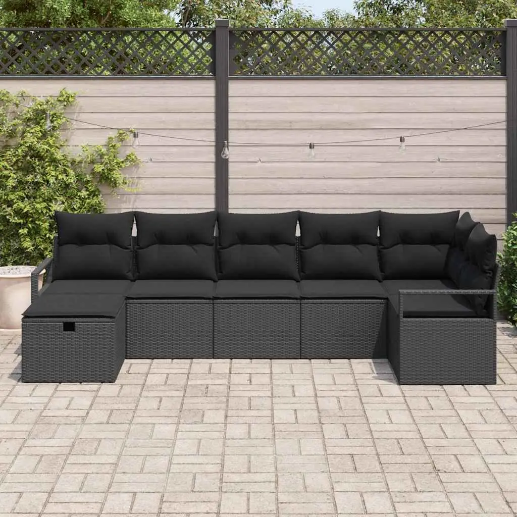 Outdoor Sofa Set 5 Piece Poly Rattan Garden Furniture Black Modular Lounger