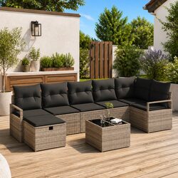 Grey Poly Rattan 4-Piece Sofa Set for Your Patio