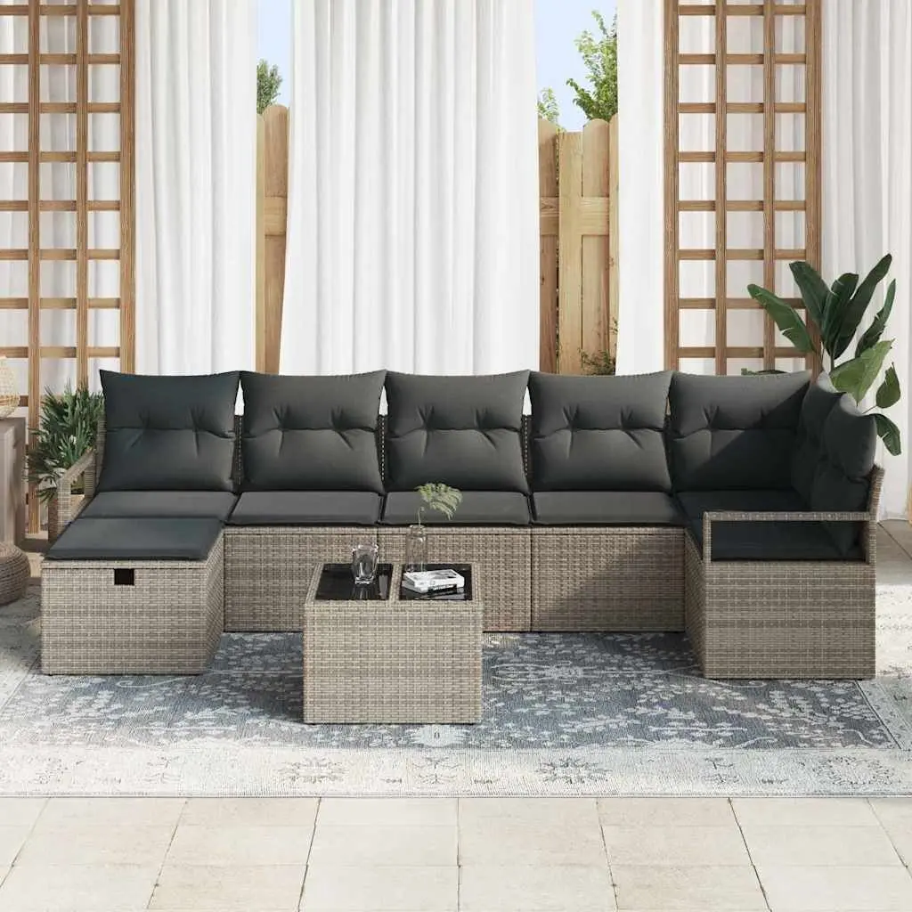 Outdoor Sofa Set 4 Pcs Grey Poly Rattan Garden Furniture Lounge Patio Seating