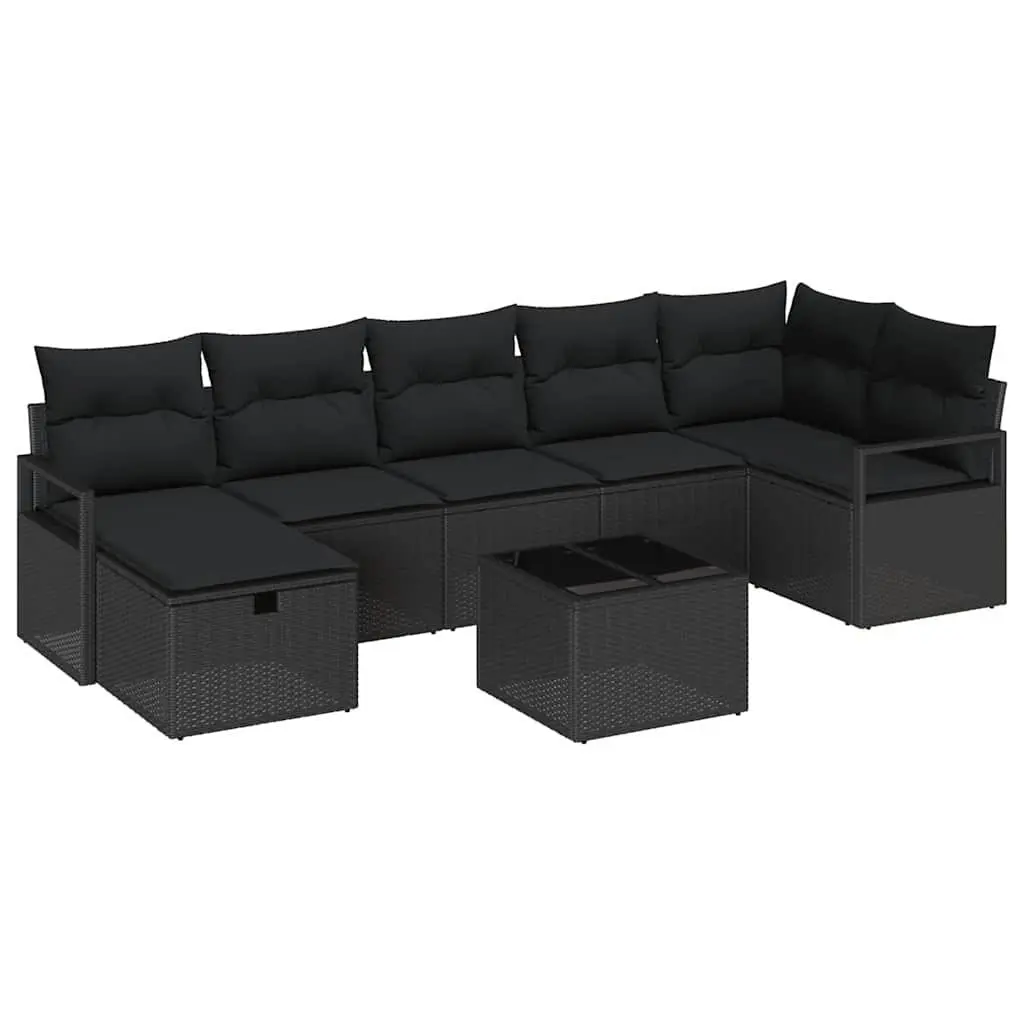 Outdoor Sofa Set Poly Rattan Modular 5 Piece Black Garden Furniture