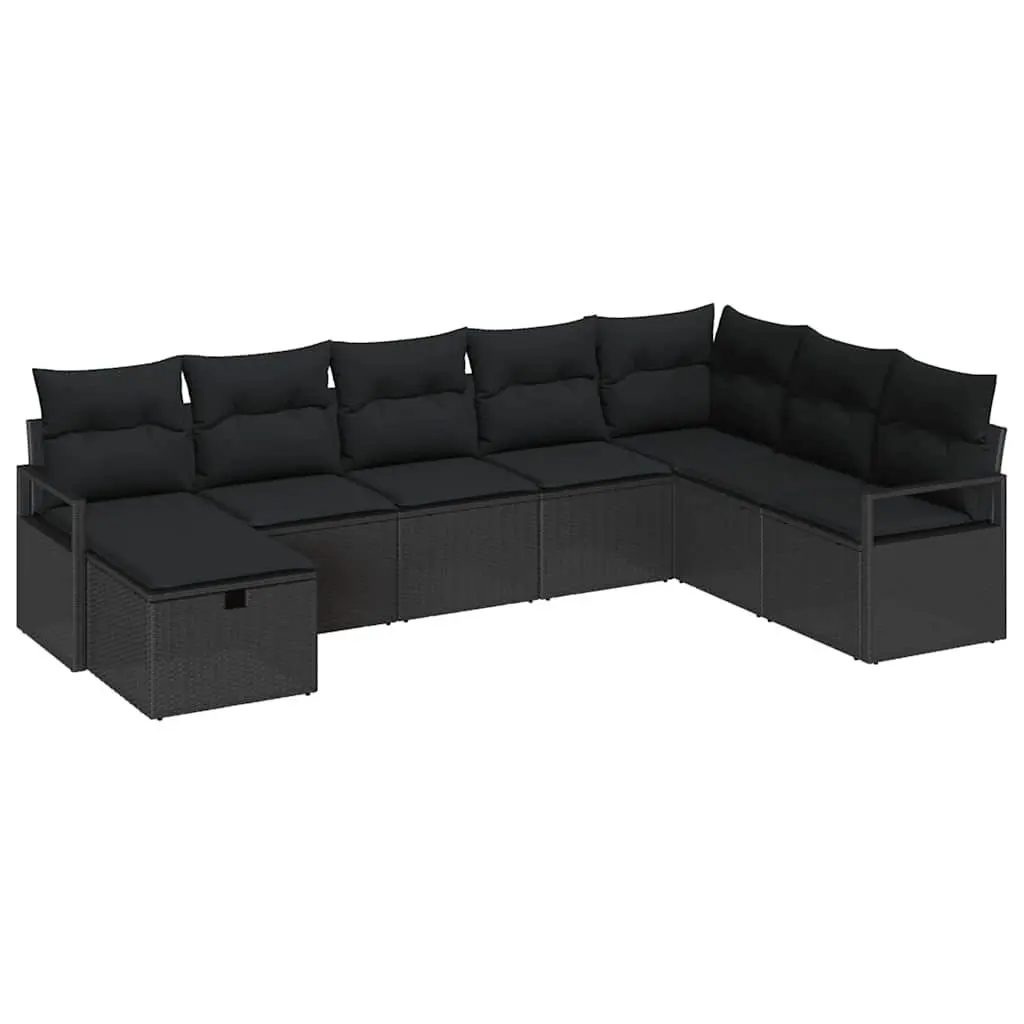 Outdoor Garden Sofa Set 6 Pieces Black Poly Rattan Modular Patio Furniture
